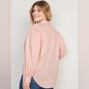 Old Navy Blush Pink Smocked Button-Down Shirt